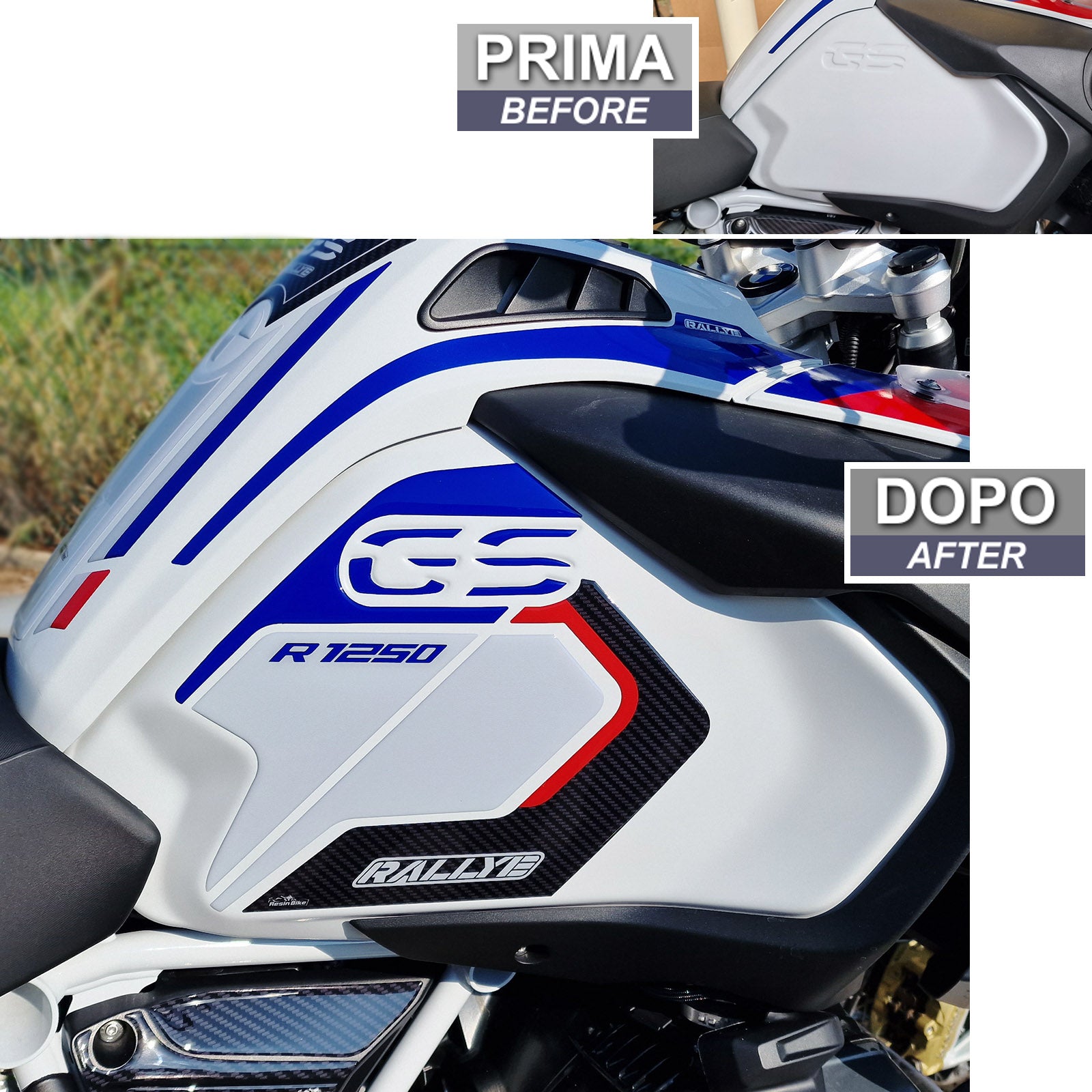 Resin Bike 3D Motorcycle Stickers - Tank Sides | BMW R 1250 GS Adventure 2021>2024 - Pyramid Motorcycle Accessories