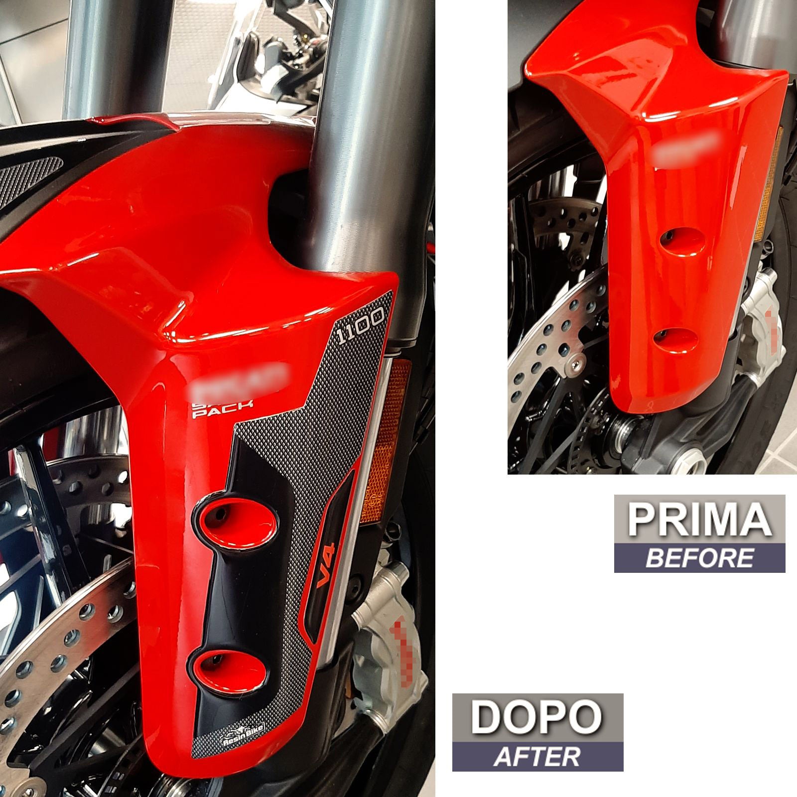 Resin Bike 3D Motorcycle Stickers - Front Fender Sides | Ducati Multistrada V4 1100 2021>2023 - Pyramid Motorcycle Accessories