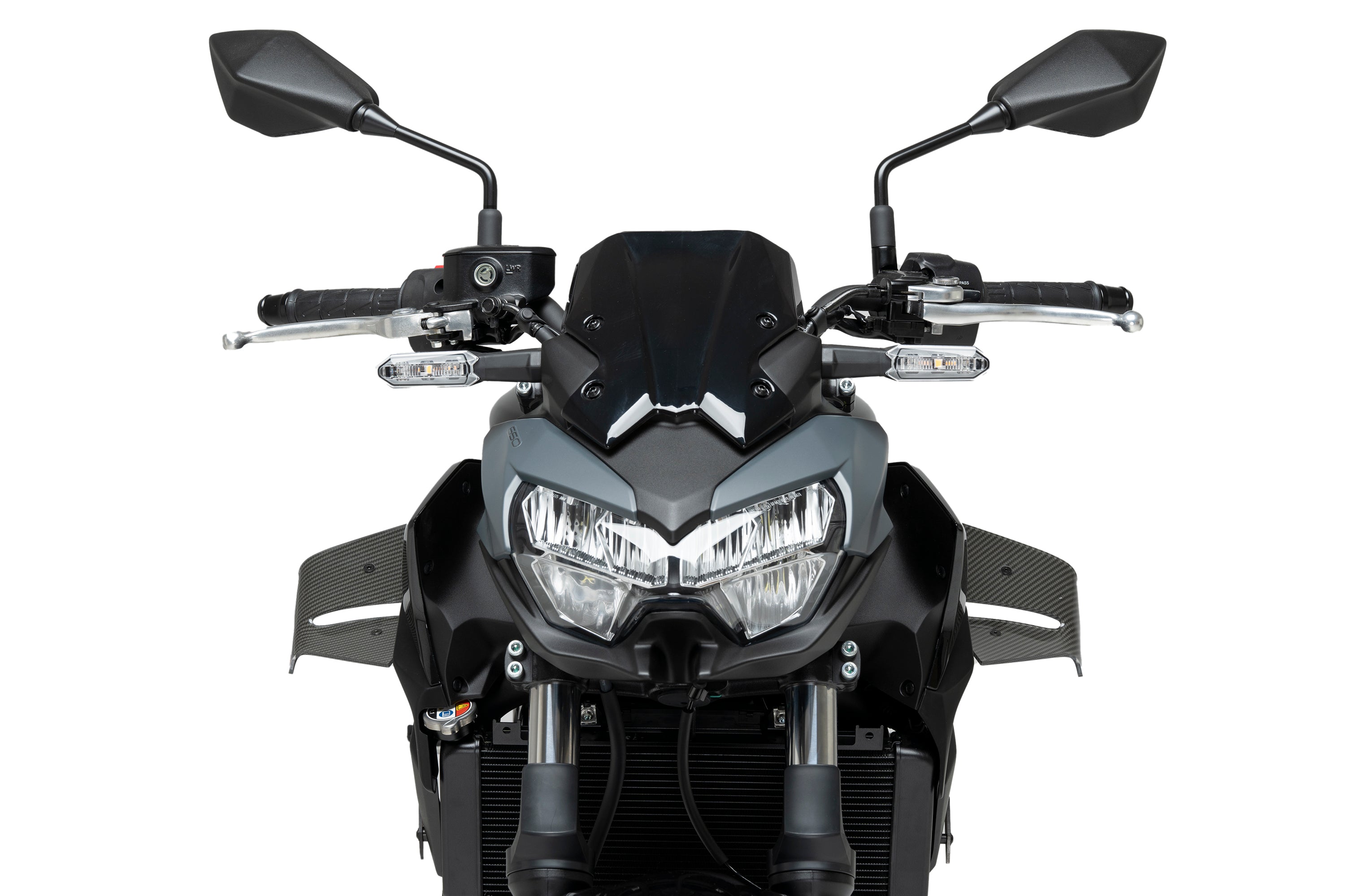 Puig D12 Side Downforce Wings | Carbon Look | Kawasaki Z650 2020>Current - Pyramid Motorcycle Accessories