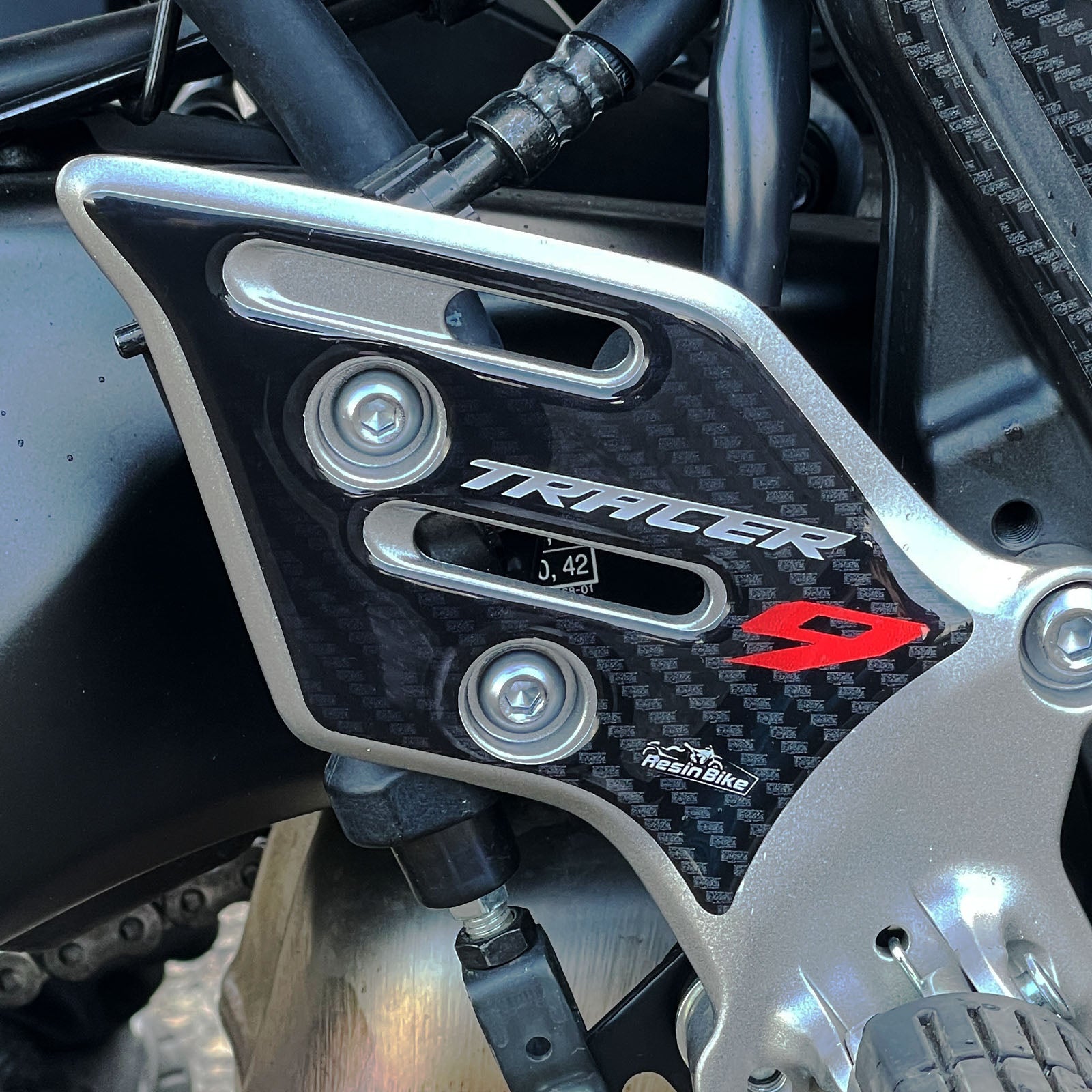 Resin Bike 3D Motorcycle Stickers - Heel Pads | Yamaha Tracer 9/9GT 2021>2024 - Pyramid Motorcycle Accessories