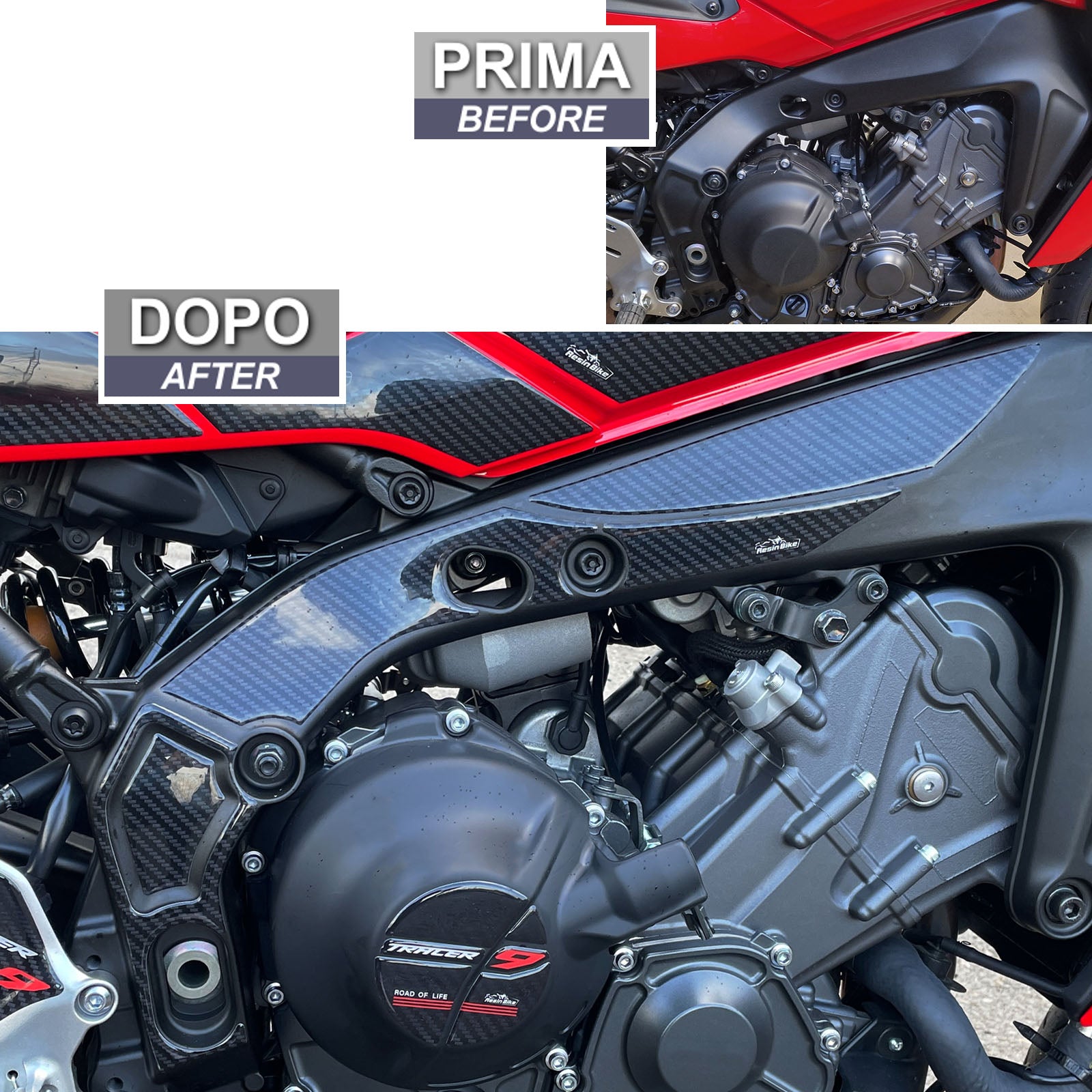 Resin Bike 3D Motorcycle Stickers - Frame Guard | Yamaha MT-09/Tracer 9/9GT/9GT+ 2021>2025 - Pyramid Motorcycle Accessories