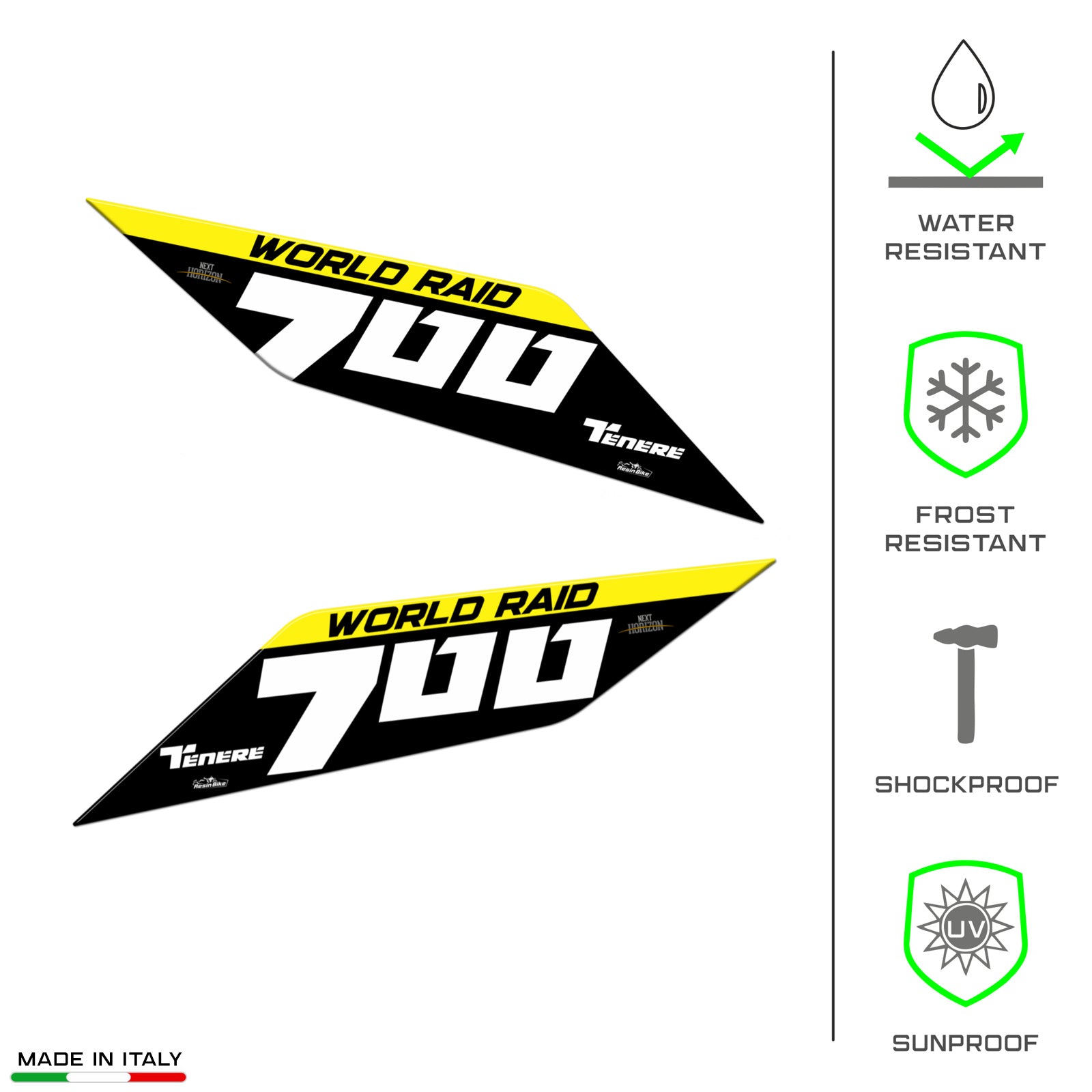 Resin Bike 3D Motorcycle Stickers - Tank Sides | Yamaha Tenere 700 World Raid 2022>2025 - Pyramid Motorcycle Accessories