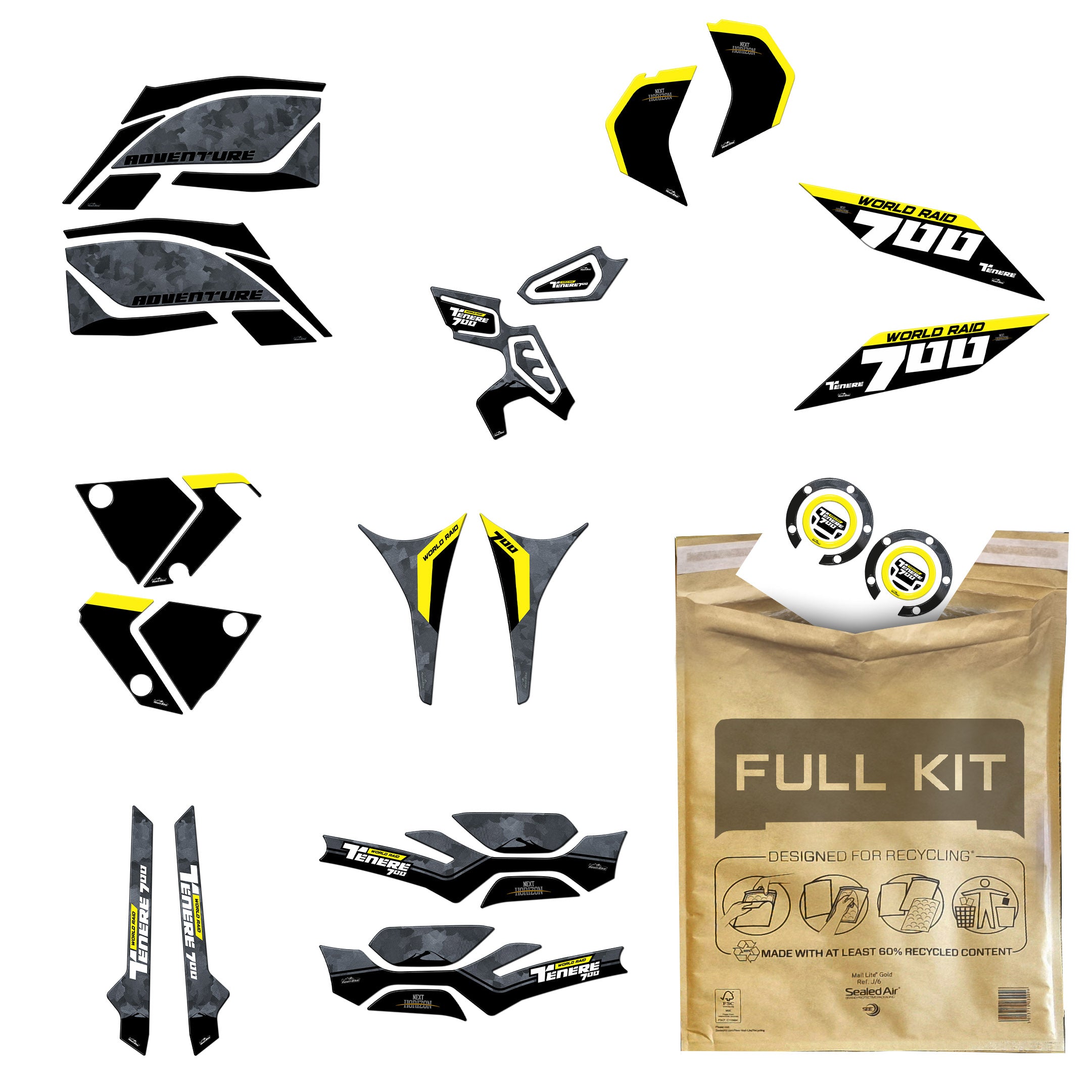 Resin Bike 3D Motorcycle Stickers - Full Kit | Yamaha Tenere 700 World Raid 2022>2025 - Pyramid Motorcycle Accessories