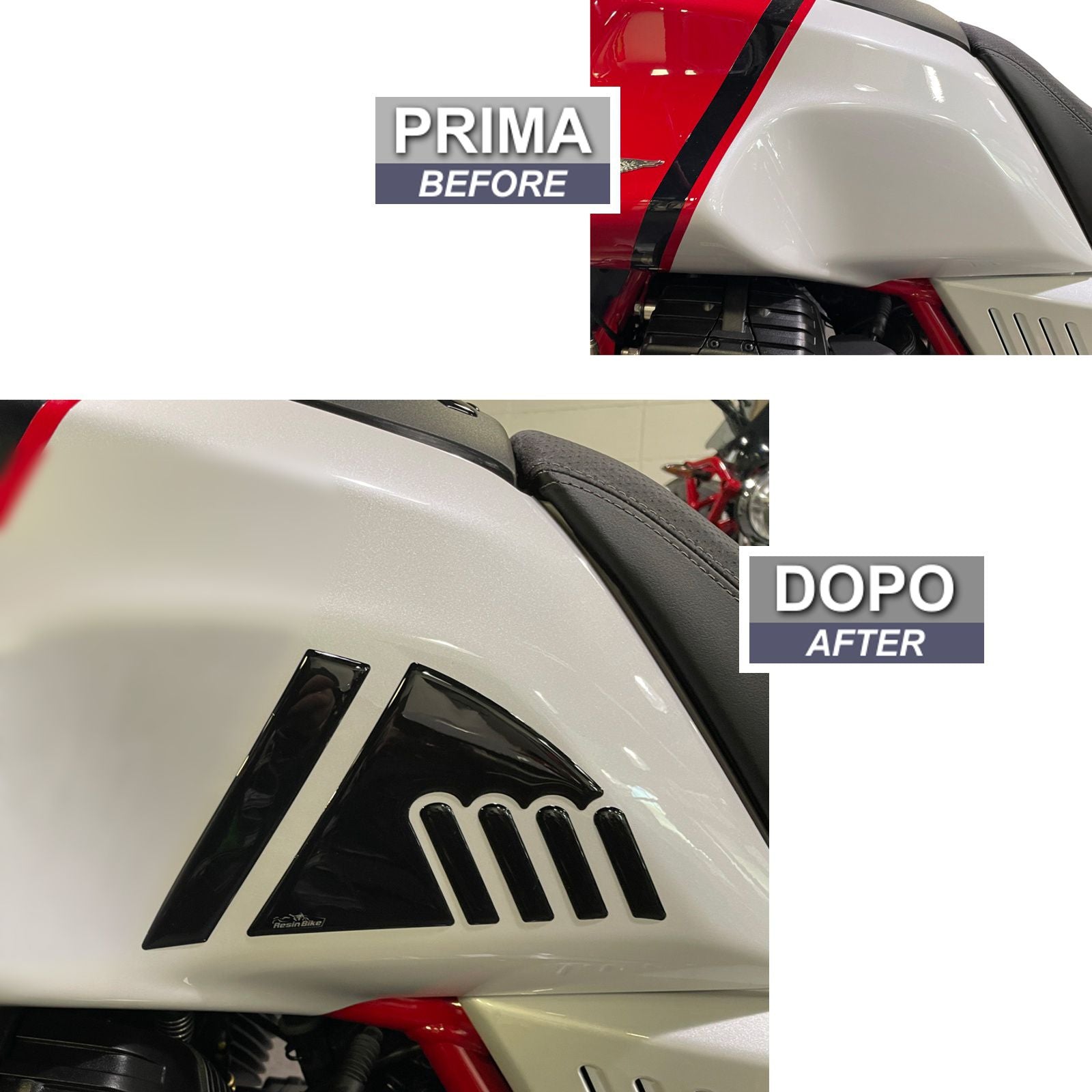 Resin Bike 3D Motorcycle Stickers - Tank Sides | Moto Guzzi V85 TT 2021>2022 - Pyramid Motorcycle Accessories