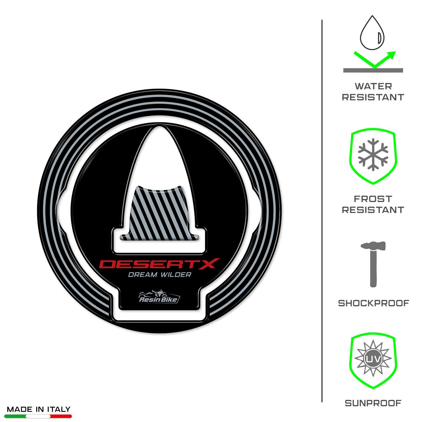 Resin Bike 3D Motorcycle Stickers - Fuel Cap | Ducati Desert X 2022>2026 - Pyramid Motorcycle Accessories