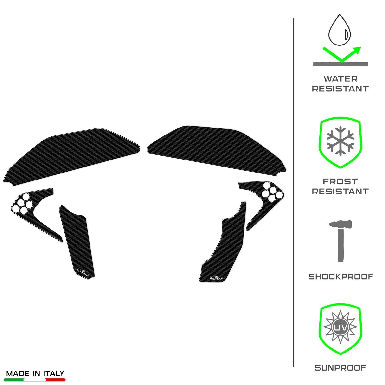 Resin Bike 3D Motorcycle Stickers - Heel Pads | Ducati Desert X 2022>2026 - Pyramid Motorcycle Accessories