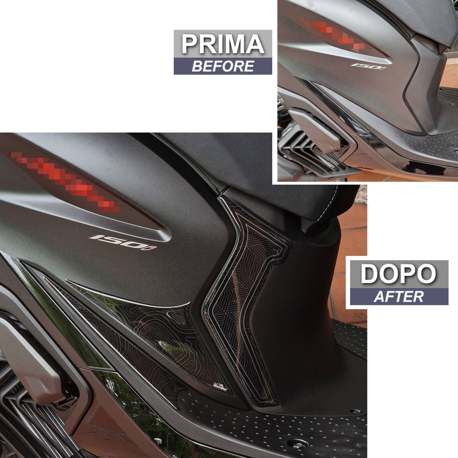 Resin Bike 3D Motorcycle Stickers - Side Footboards | Honda SH 125i/150i 2020>2025 - Pyramid Motorcycle Accessories