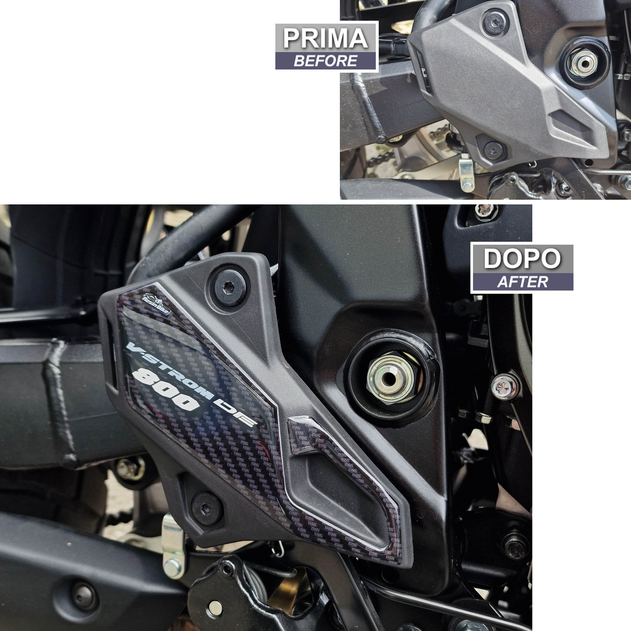 Resin Bike 3D Motorcycle Stickers - Heel Pads | Suzuki V-Strom 800DE 2023>2025 - Pyramid Motorcycle Accessories