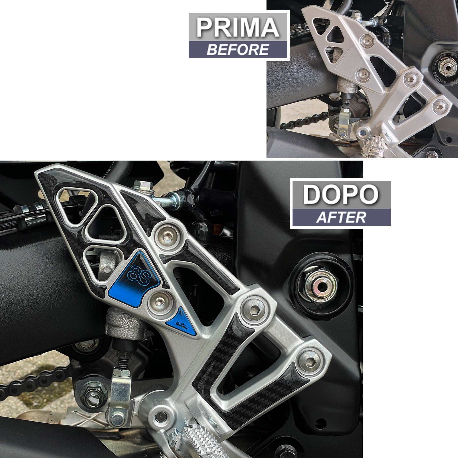 Resin Bike 3D Motorcycle Stickers - Heel Pads | Suzuki GSX-8S 2023>2025 - Pyramid Motorcycle Accessories