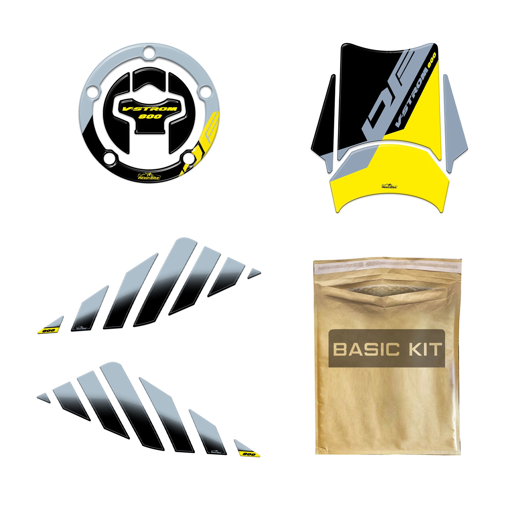 Resin Bike 3D Motorcycle Stickers - Basic Tank Kit | Suzuki V-Strom 800DE 2023>Current - Pyramid Motorcycle Accessories