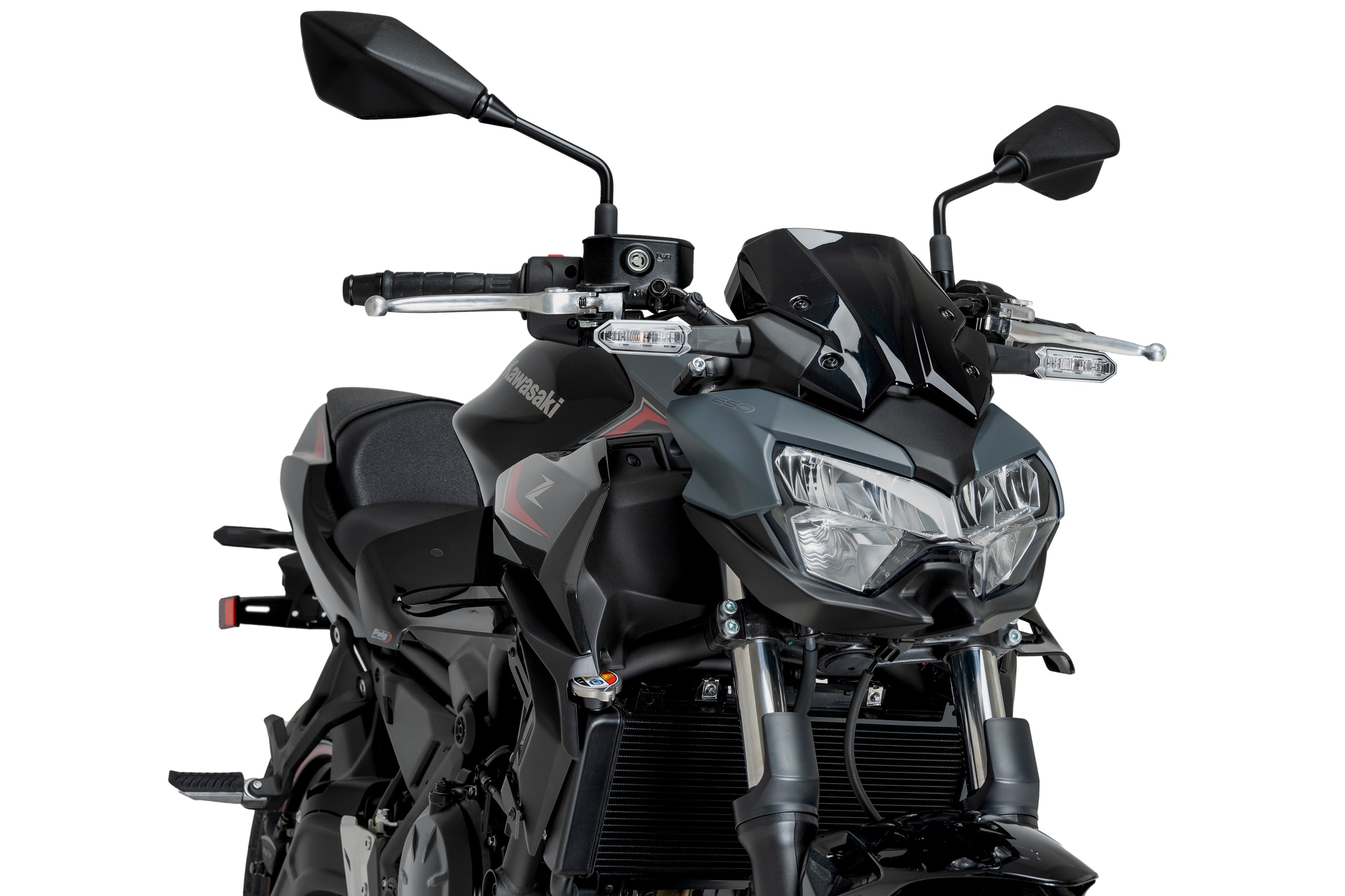 po Puig D12 Side Downforce Wings | Gloss Black | Kawasaki Z650 2020>Curre