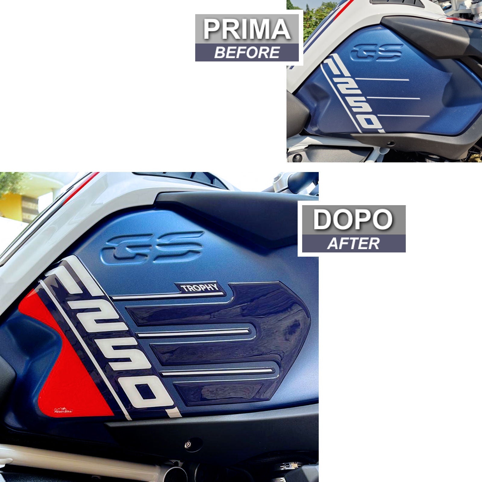 Resin Bike 3D Motorcycle Stickers - Tank Sides | BMW R 1250 GS Adventure 2021>2024 - Pyramid Motorcycle Accessories
