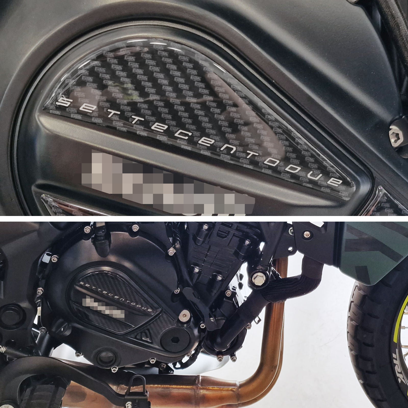 Resin Bike 3D Motorcycle Stickers - Heel Pads | Benelli TRK 702 X 2023>2026 - Pyramid Motorcycle Accessories