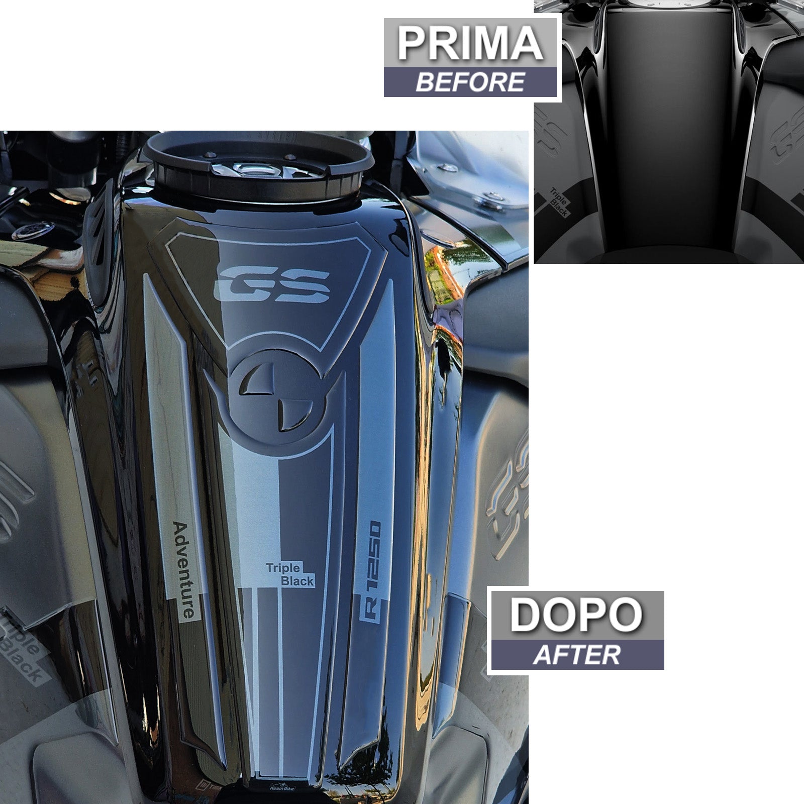Resin Bike 3D Motorcycle Stickers - Tank Pad | BMW R 1250 GS/GSA 2021>2024 - Pyramid Motorcycle Accessories