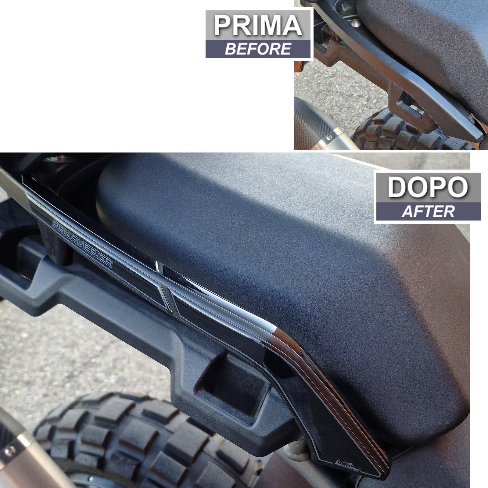 Resin Bike 3D Motorcycle Stickers - Passenger Handles | Harley Davidson Pan America 1250 2020>2025 - Pyramid Motorcycle Accessories