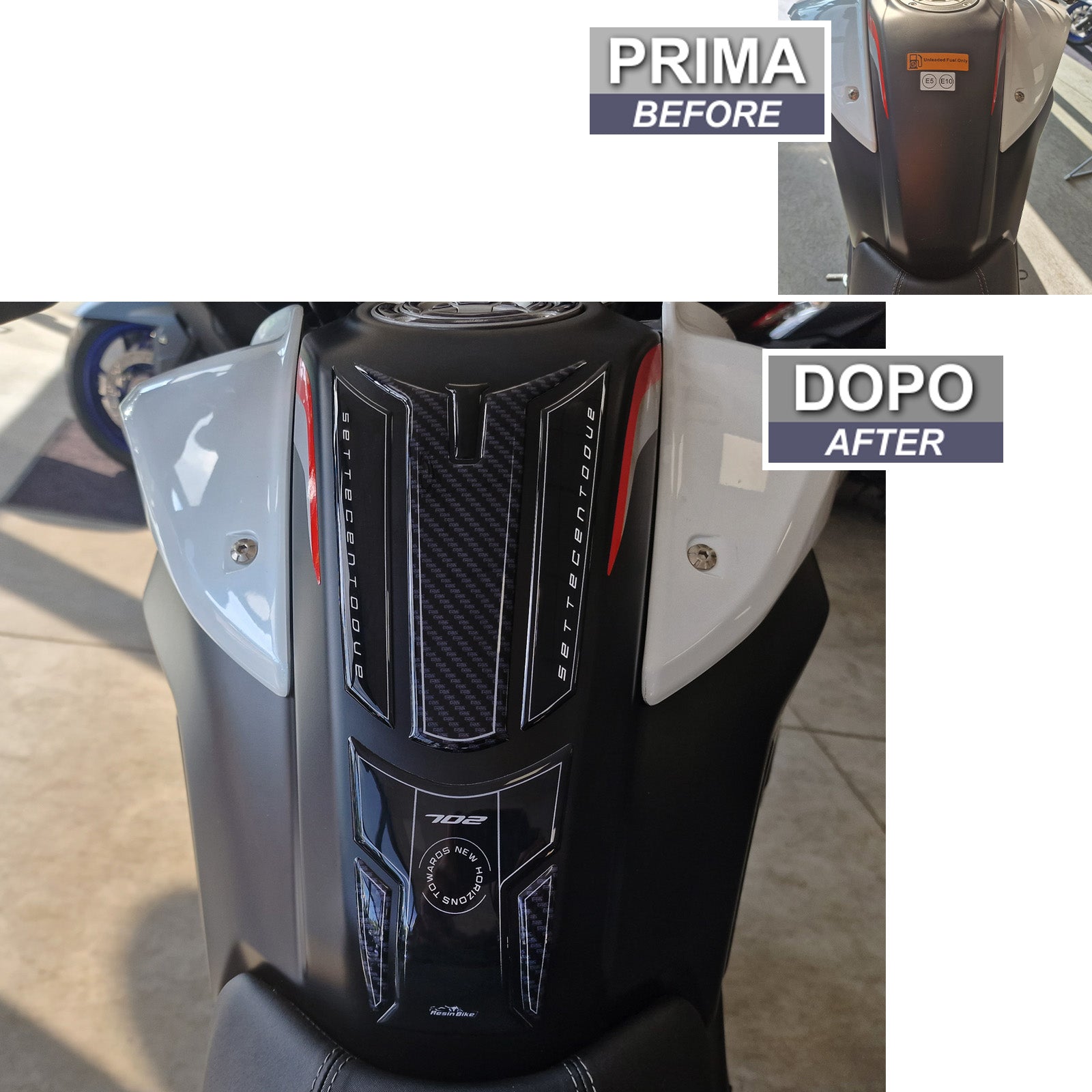 Resin Bike 3D Motorcycle Stickers - Tank Pad | Benelli TRK 702 / 702 X 2023>2026 RB-1000683500001 - Pyramid Motorcycle Accessories