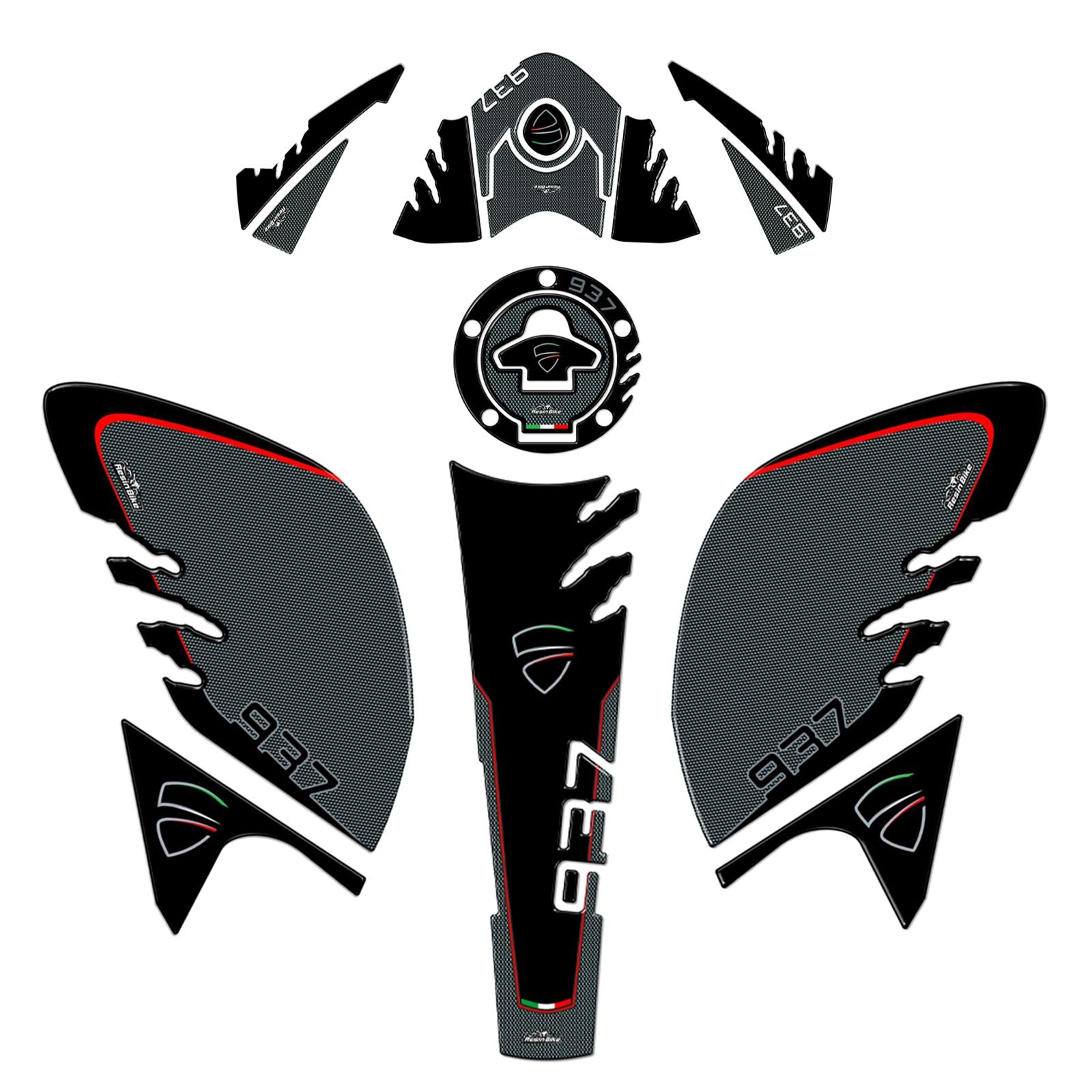 Resin Bike 3D Motorcycle Stickers - Full Kit | Ducati Monster 937 + 2021>2026 - Pyramid Motorcycle Accessories