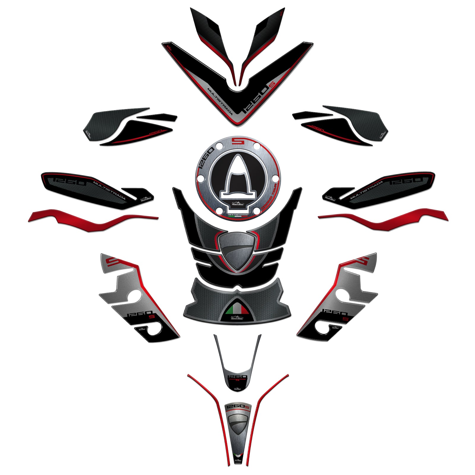 Resin Bike 3D Motorcycle Stickers - Full Kit | Ducati Multistrada 1260 S 2018>2020 - Pyramid Motorcycle Accessories