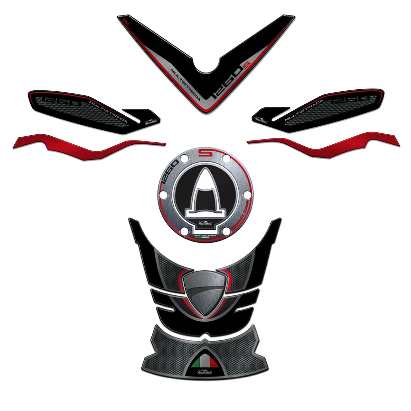Resin Bike 3D Motorcycle Stickers - Basic Kit | Ducati Multistrada 1260 S 2018>2020 - Pyramid Motorcycle Accessories