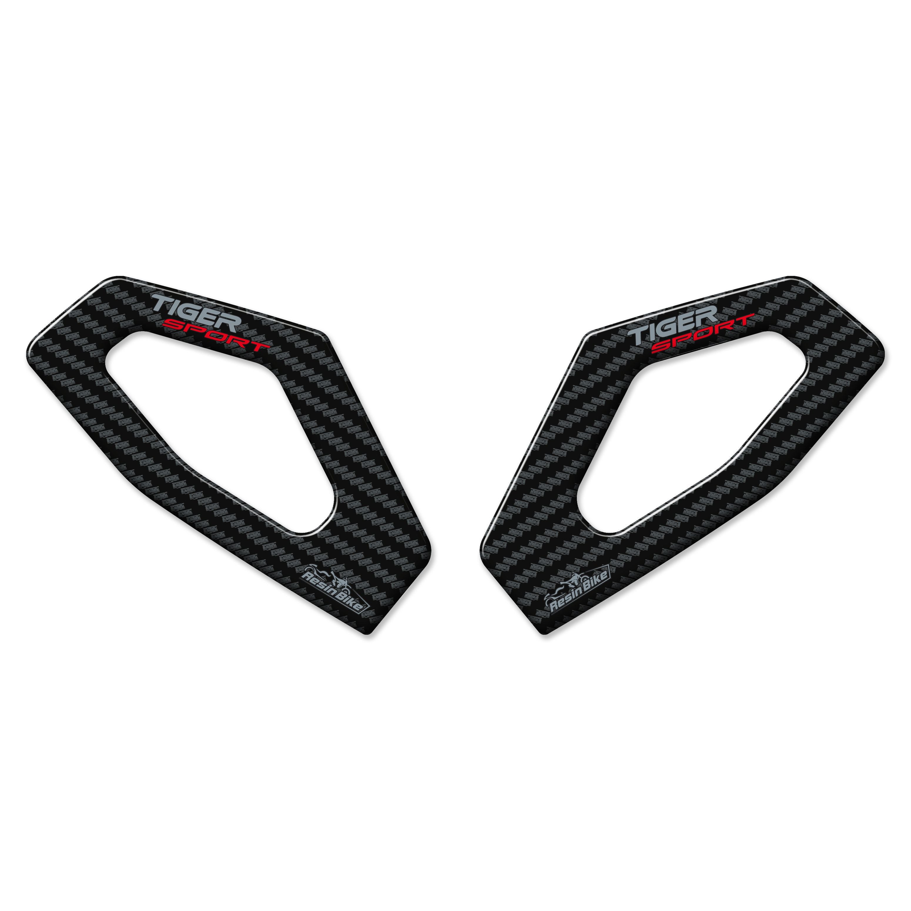 Resin Bike 3D Motorcycle Stickers - Heel Pads | Triumph Tiger Sport 660/800 2022>2025 - Pyramid Motorcycle Accessories