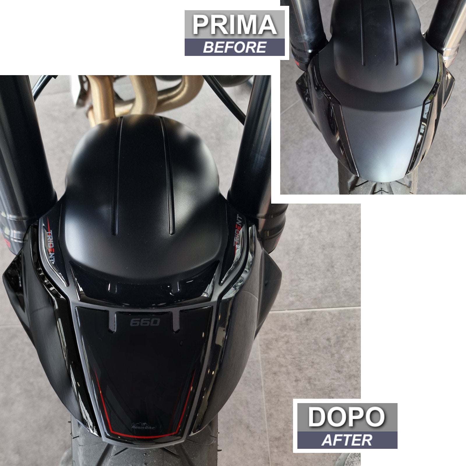 Resin Bike 3D Motorcycle Stickers - Front Fender | Triumph Trident 660 2021>2025 - Pyramid Motorcycle Accessories