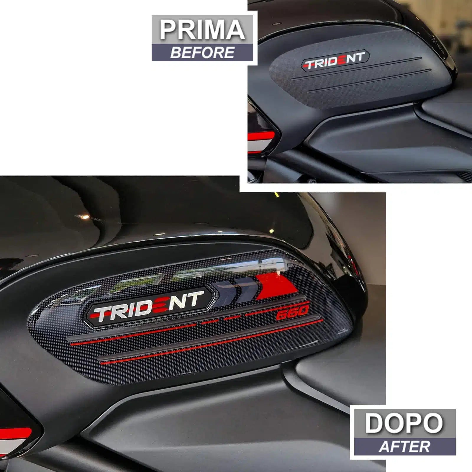 Resin Bike 3D Motorcycle Stickers - Tank Sides | Triumph Trident 660 2021>2023 - Pyramid Motorcycle Accessories