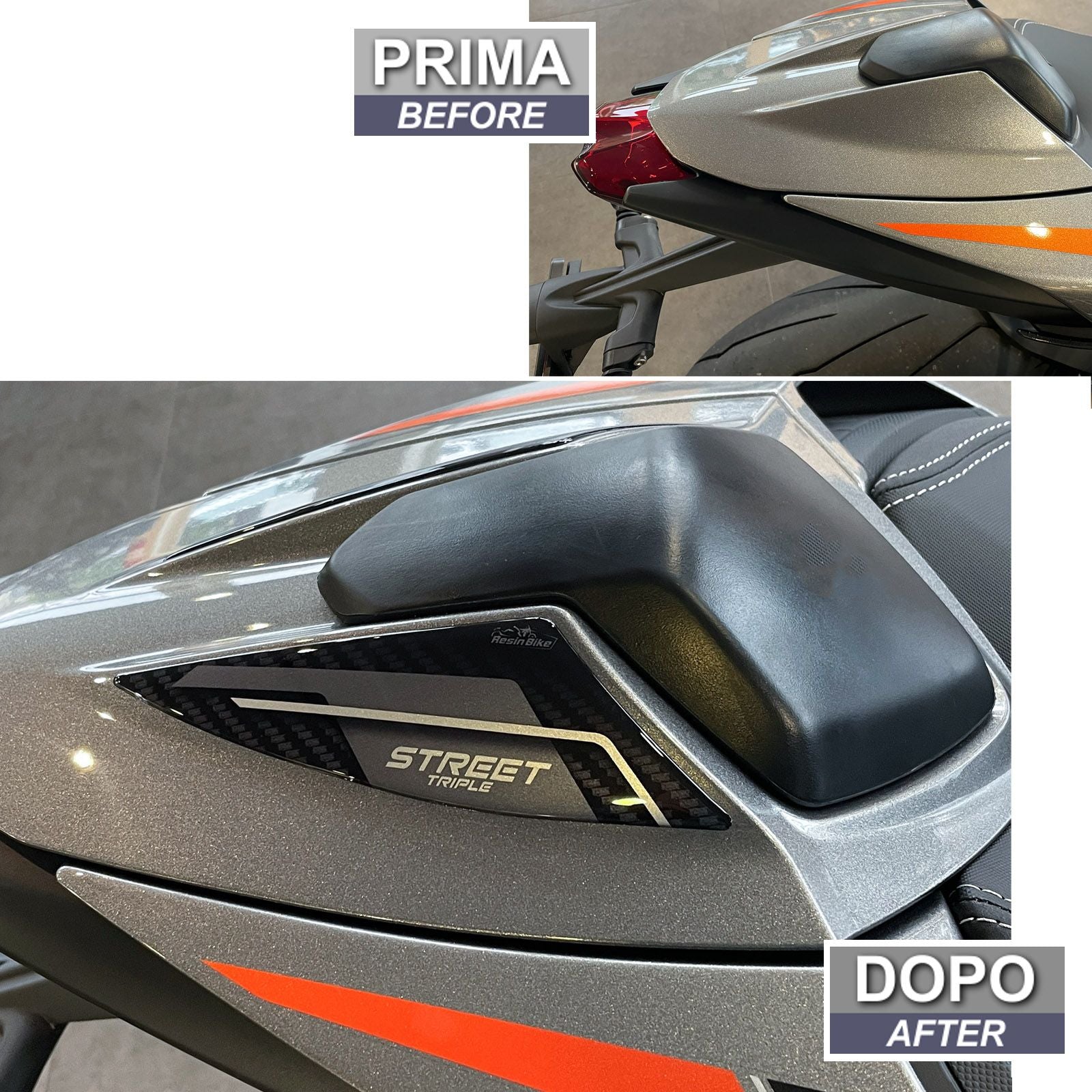 Resin Bike 3D Motorcycle Stickers - Tail Section | Triumph Street Triple 765 RS 2023>2025 - Pyramid Motorcycle Accessories