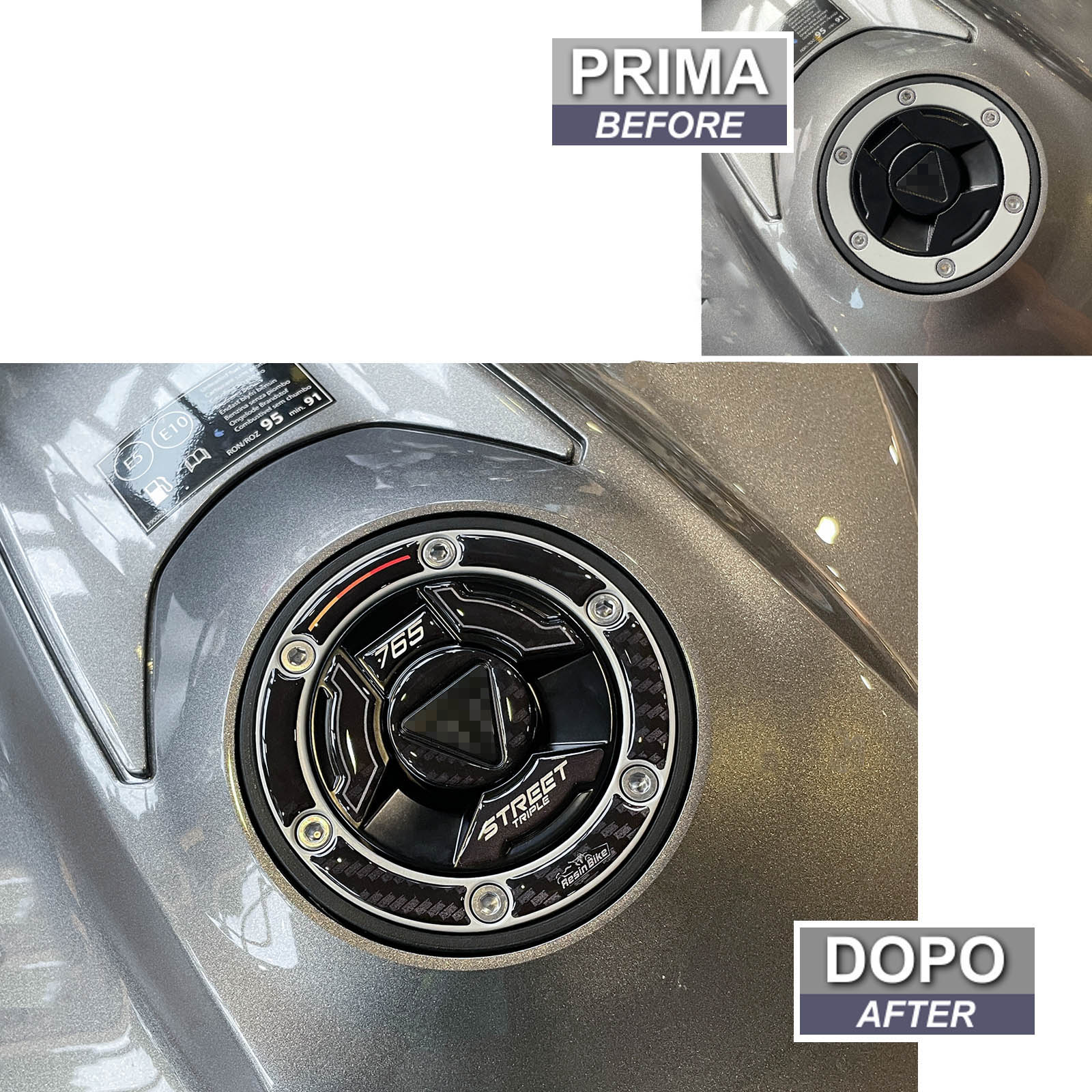 Resin Bike 3D Motorcycle Stickers - Fuel Cap | Triumph Street Triple 765 RS 2023>2025 - Pyramid Motorcycle Accessories