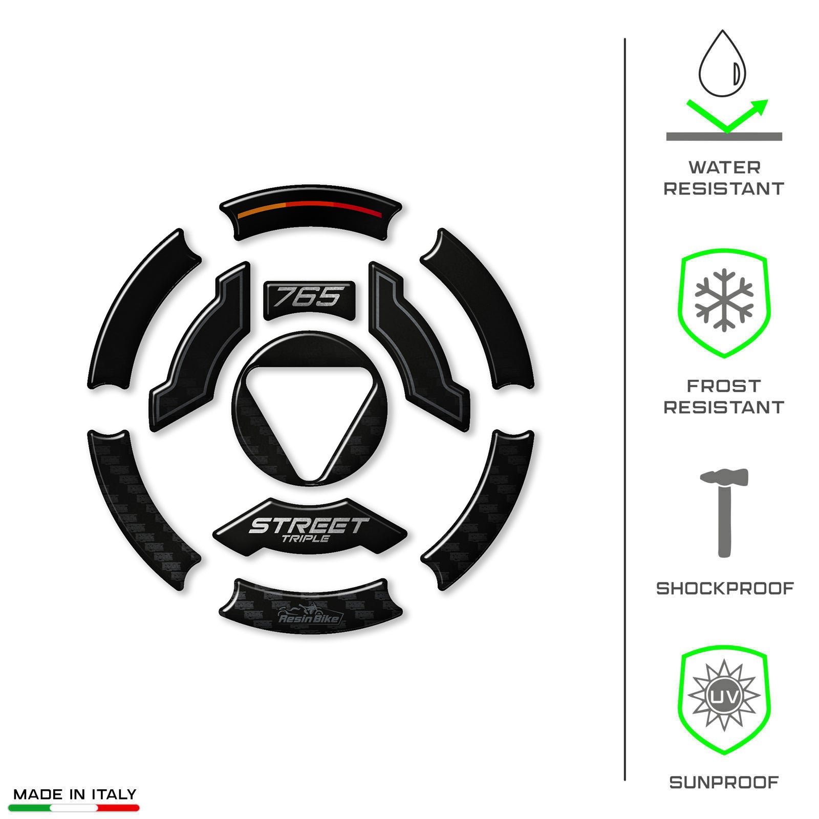 Resin Bike 3D Motorcycle Stickers - Fuel Cap | Triumph Street Triple 765 RS 2023>2025 - Pyramid Motorcycle Accessories