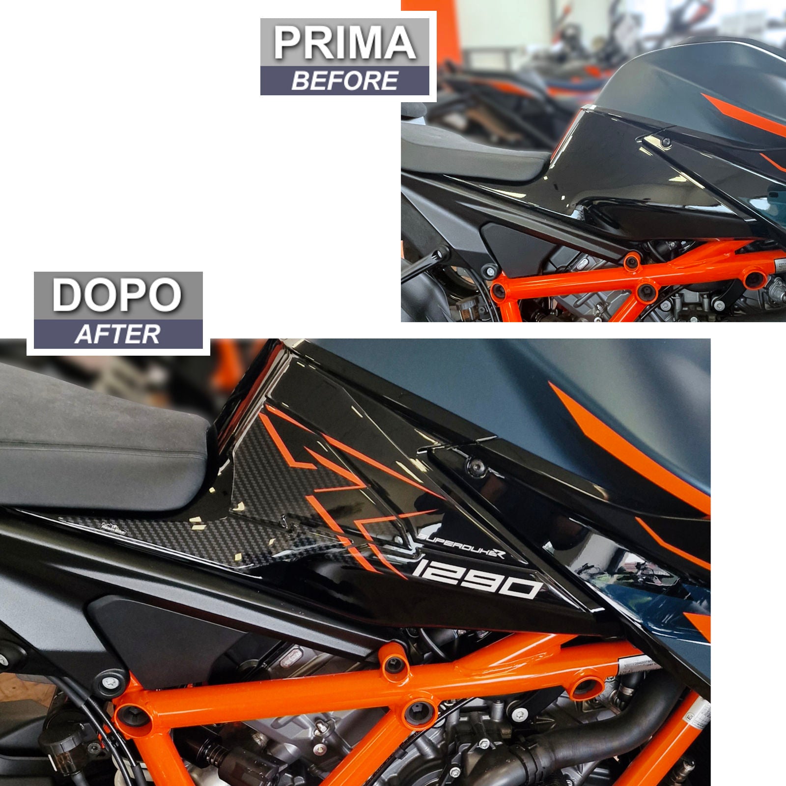 Resin Bike 3D Motorcycle Stickers - Tank Sides | KTM 1290 Super Duke R 2022>2023 - Pyramid Motorcycle Accessories