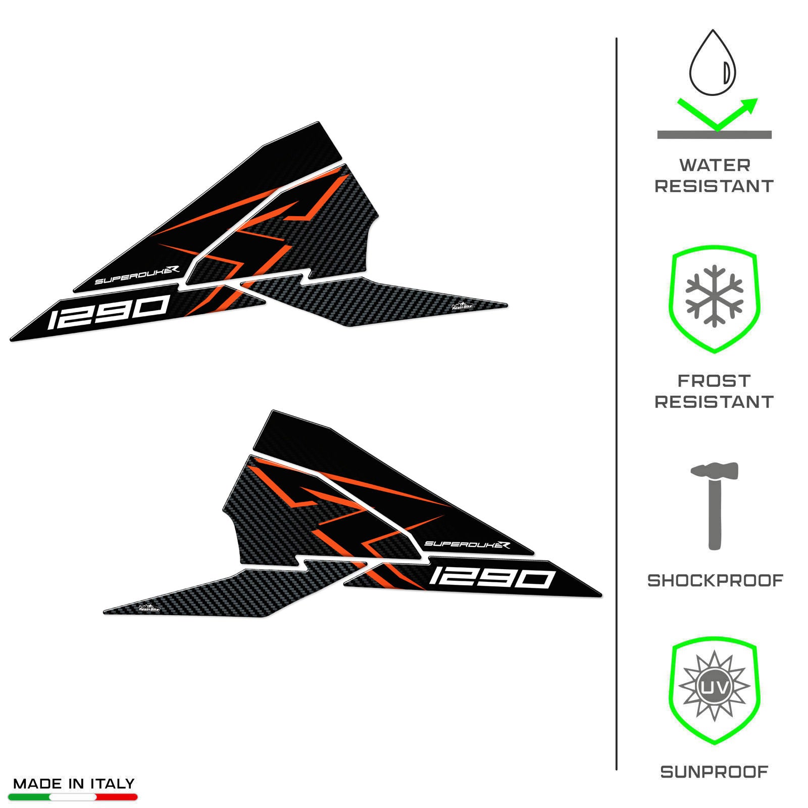 Resin Bike 3D Motorcycle Stickers - Tank Sides | KTM 1290 Super Duke R 2022>2023 - Pyramid Motorcycle Accessories