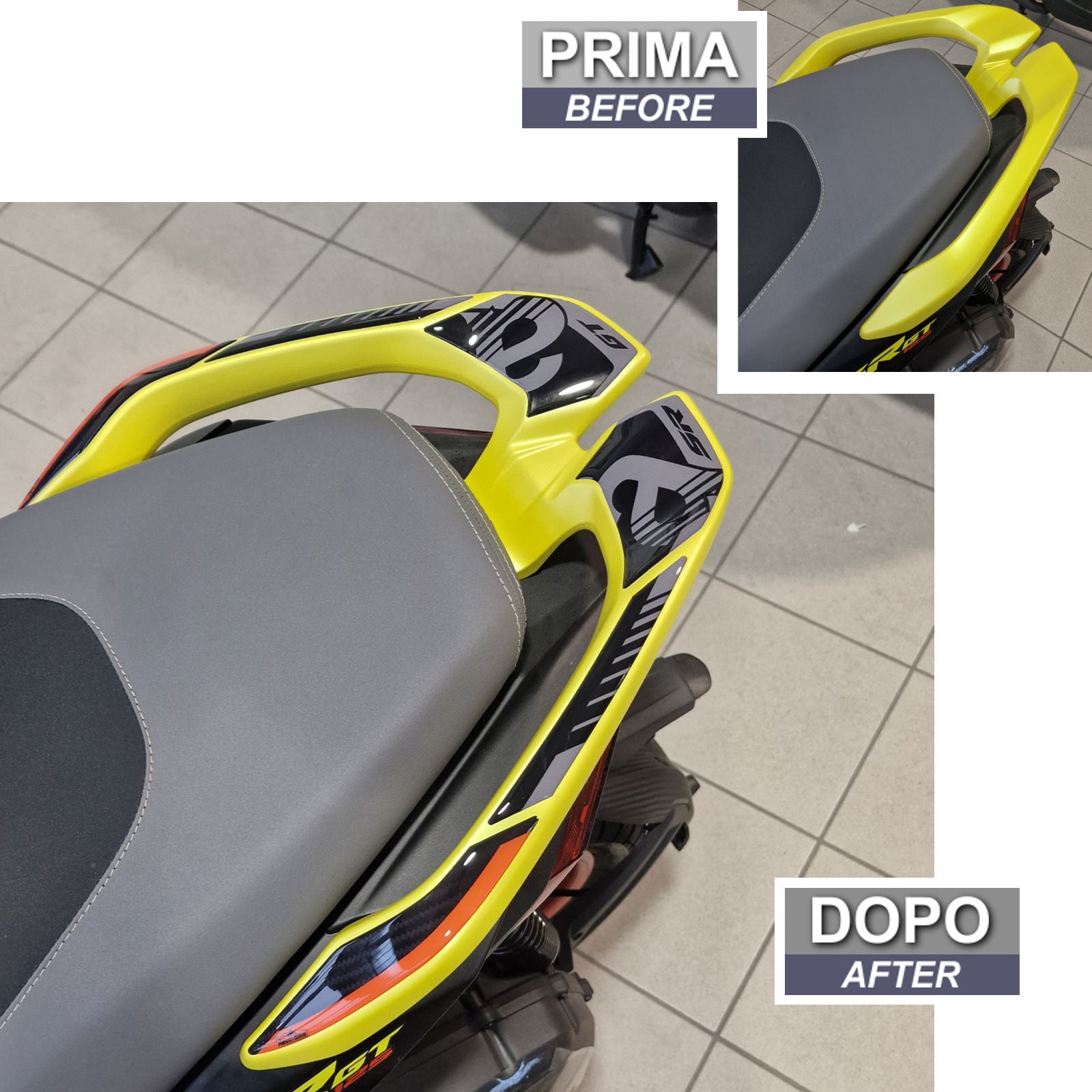 Resin Bike 3D Motorcycle Stickers - Passenger Handles | Aprilia SR 125/200 2022>2025 - Pyramid Motorcycle Accessories