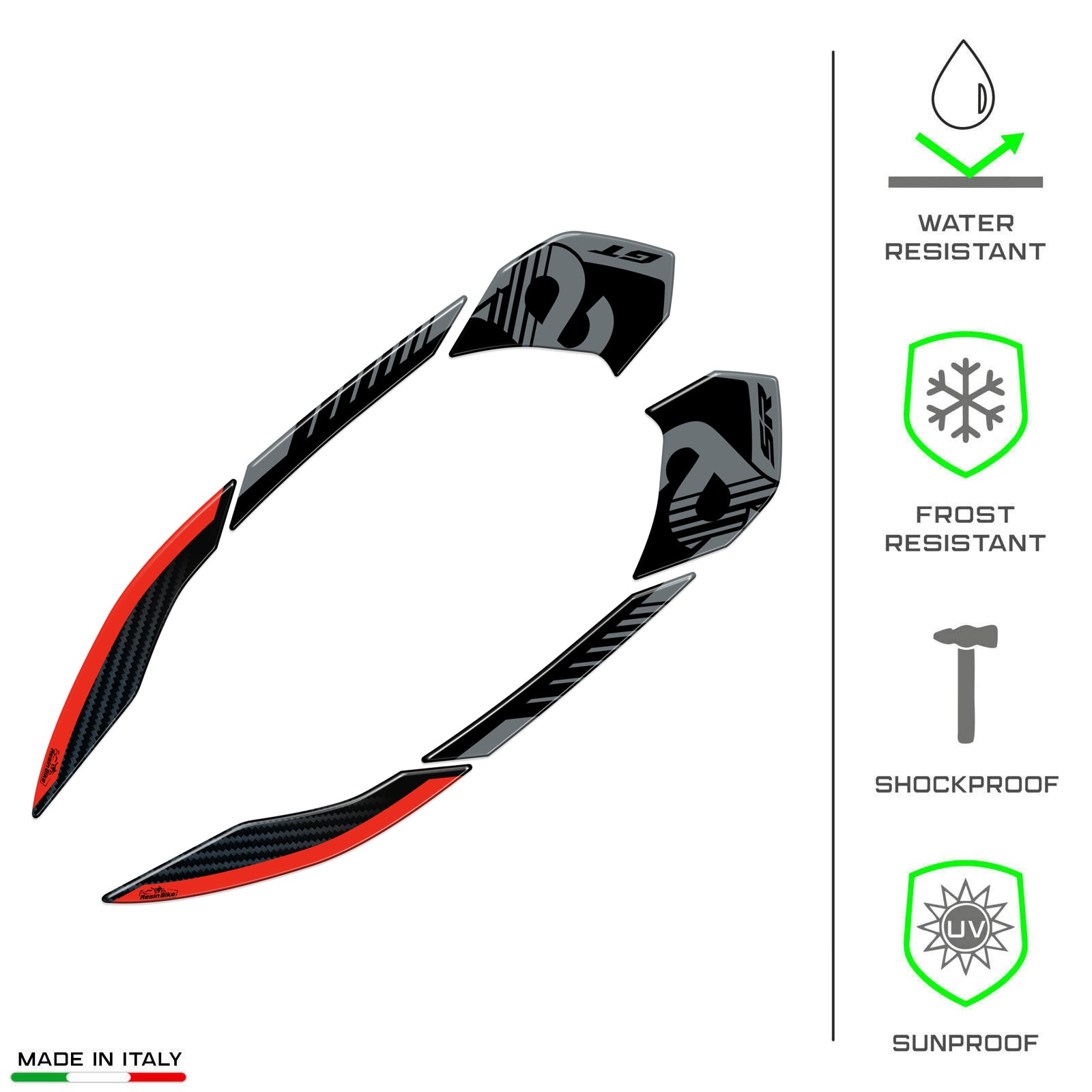 Resin Bike 3D Motorcycle Stickers - Passenger Handles | Aprilia SR 125/200 2022>2025 - Pyramid Motorcycle Accessories
