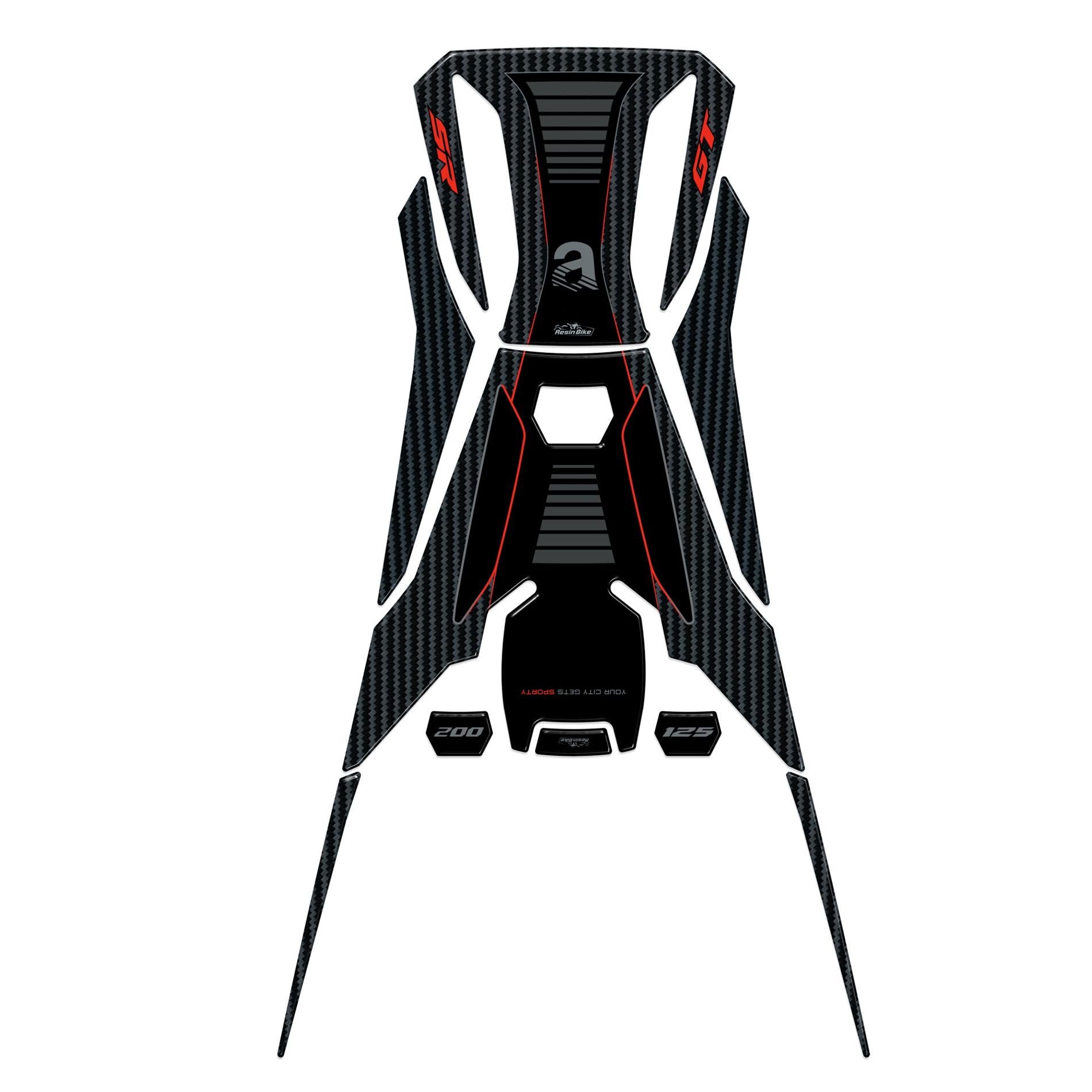 Resin Bike 3D Motorcycle Stickers - Basic Kit | Aprilia SR 125 / SR 200 2022>2026 - Pyramid Motorcycle Accessories