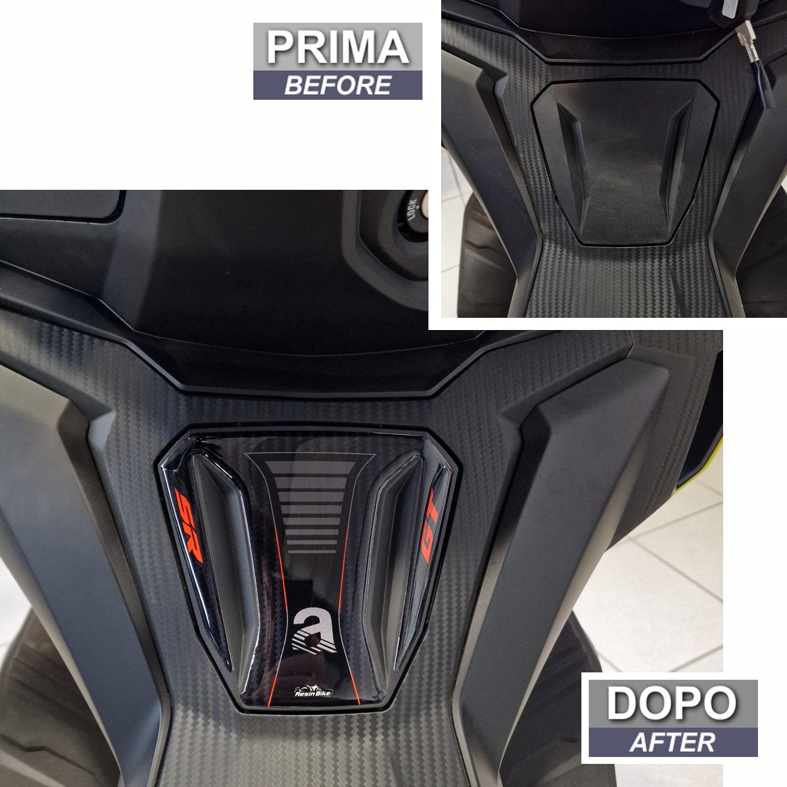 Resin Bike 3D Motorcycle Stickers - Basic Kit | Aprilia SR 125 / SR 200 2022>2026 - Pyramid Motorcycle Accessories