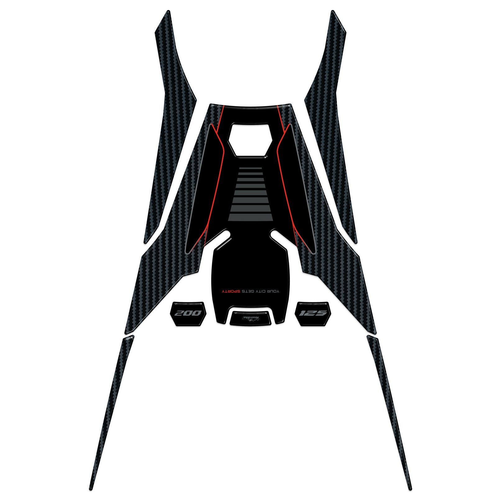Resin Bike 3D Motorcycle Stickers - Central Tunnel | Aprilia SR 125/200 2022>2025 - Pyramid Motorcycle Accessories
