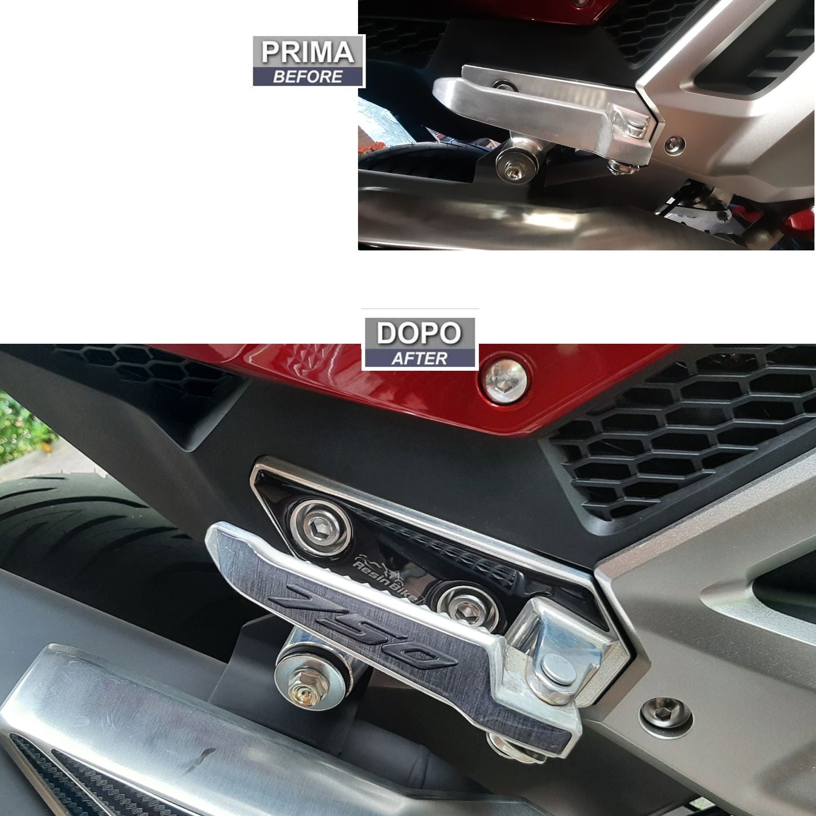 Resin Bike 3D Motorcycle Stickers - Heel Pads | Honda Forza 750 2021>2026 - Pyramid Motorcycle Accessories