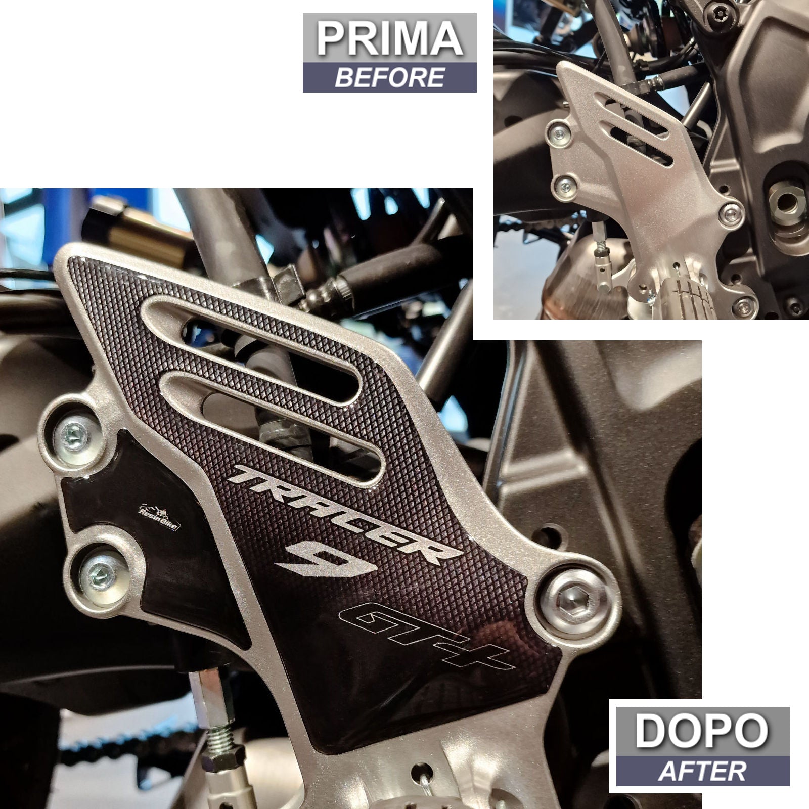 Resin Bike 3D Motorcycle Stickers - Heel Pads | Yamaha Tracer 9 GT+ 2021>2024 - Pyramid Motorcycle Accessories