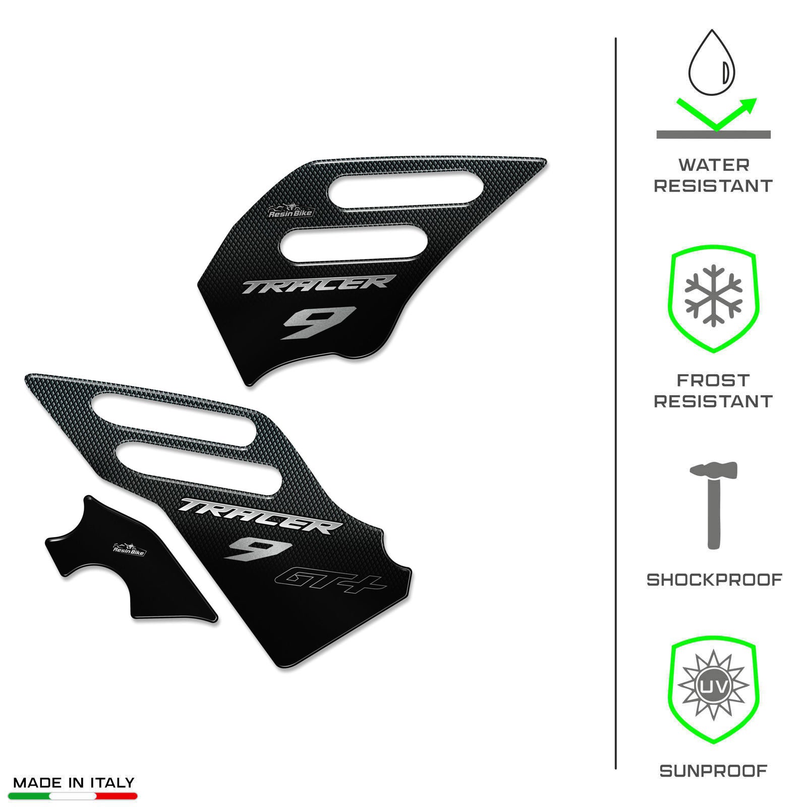 Resin Bike 3D Motorcycle Stickers - Heel Pads | Yamaha Tracer 9 GT+ 2021>2024 - Pyramid Motorcycle Accessories