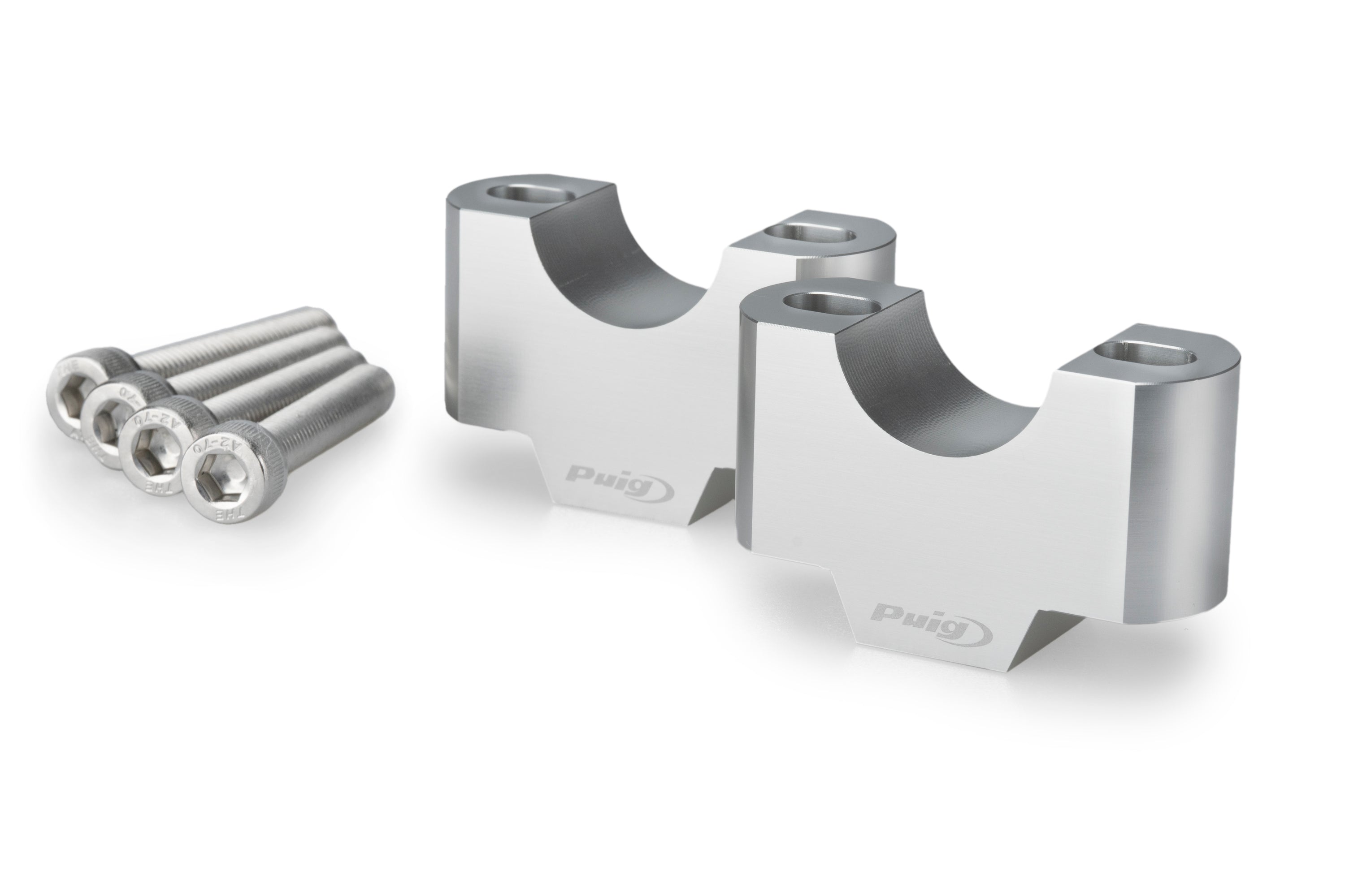Puig Handlebar Risers - 30mm Rise | Silver | Triumph Tiger 900 GT/GT Pro/Rally Pro 2024>Current - Pyramid Motorcycle Accessories