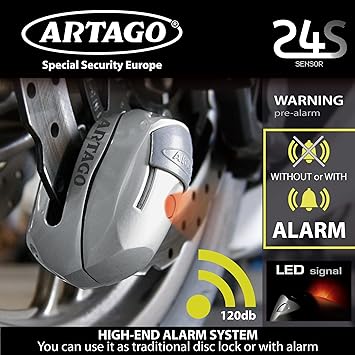 Artago 24S Disc Lock with Alarm - 6mm Pin - Shop name