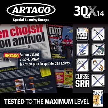 Artago 30X Disc Lock with Alarm - 14mm Pin - Sold Secure Certified - Shop name
