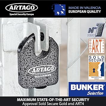 Artago 68 Padlock - Grey - 15mm Shackle - Sold Secure Certified - Shop name