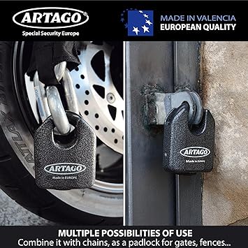 Artago 68 Padlock - Grey - 15mm Shackle - Sold Secure Certified - Shop name
