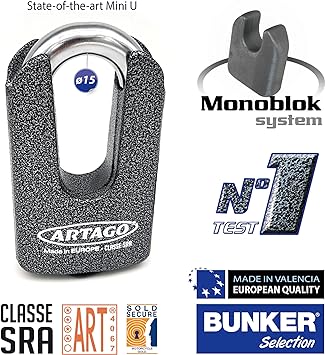 Artago 69 Padlock - Grey - 15mm Shackle - Sold Secure CertifiedΒ -Β Shop name