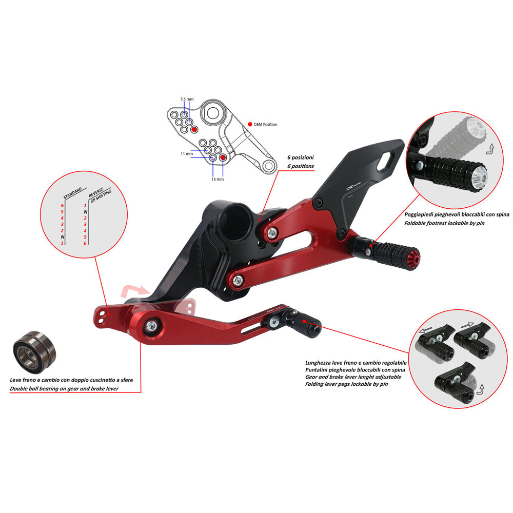 CNC Racing Adjustable Rear Sets for Aprilia Rs 660 - Tuono 660 - Shop name