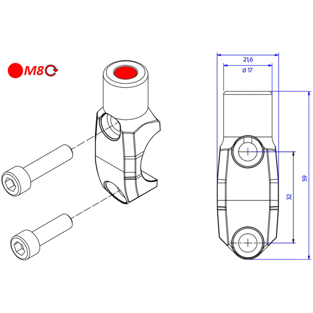 CNC Racing Brembo Master Cylinder Clamp with Mirror Mount Thread M8 Right - Shop name