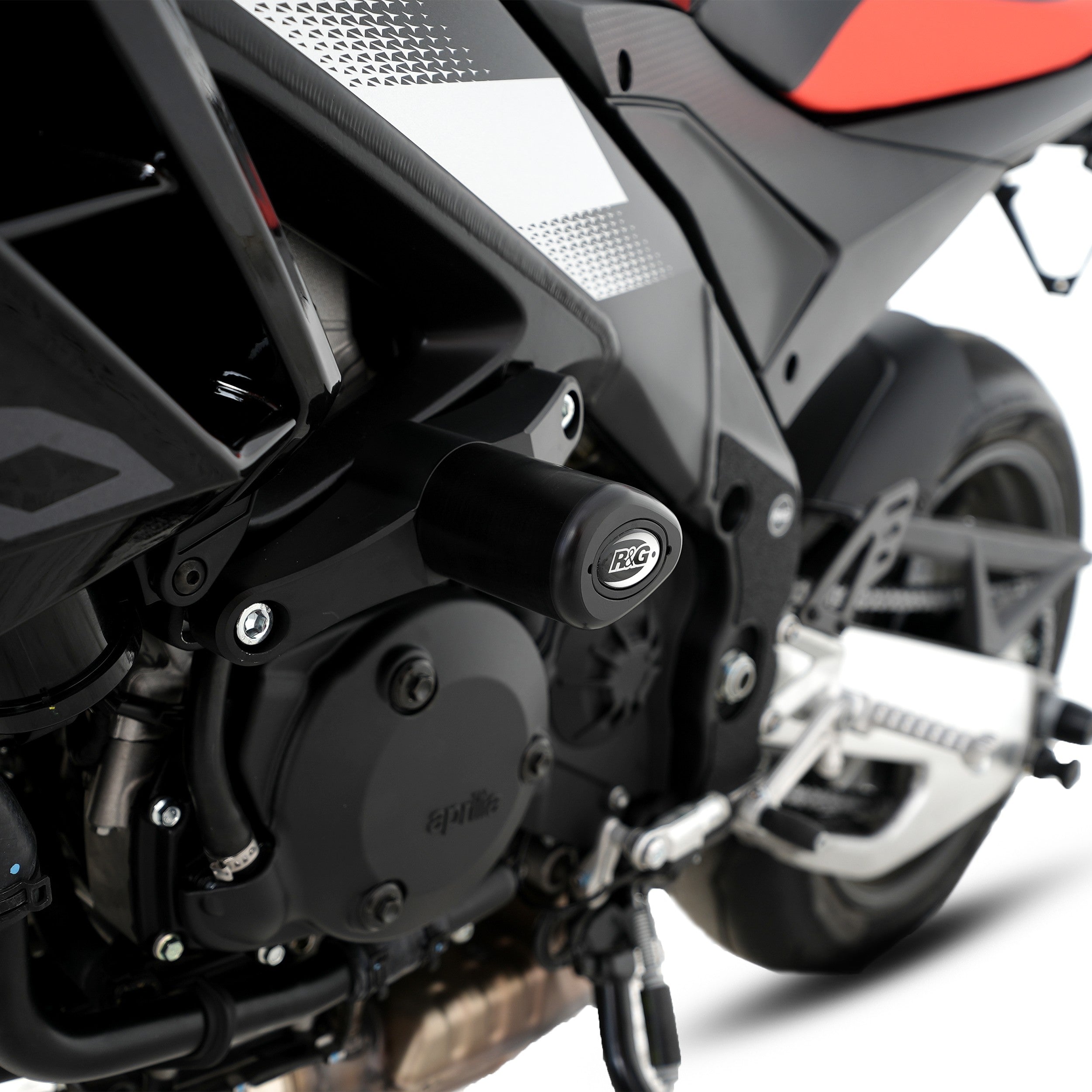 R&G Crash Protectors | White | Aprilia RSV4 '09- '24, Tuono V4 '11-'20, RSV4 1100 Factory '19-'20, Tuono V4 1100 (Factory) '15-