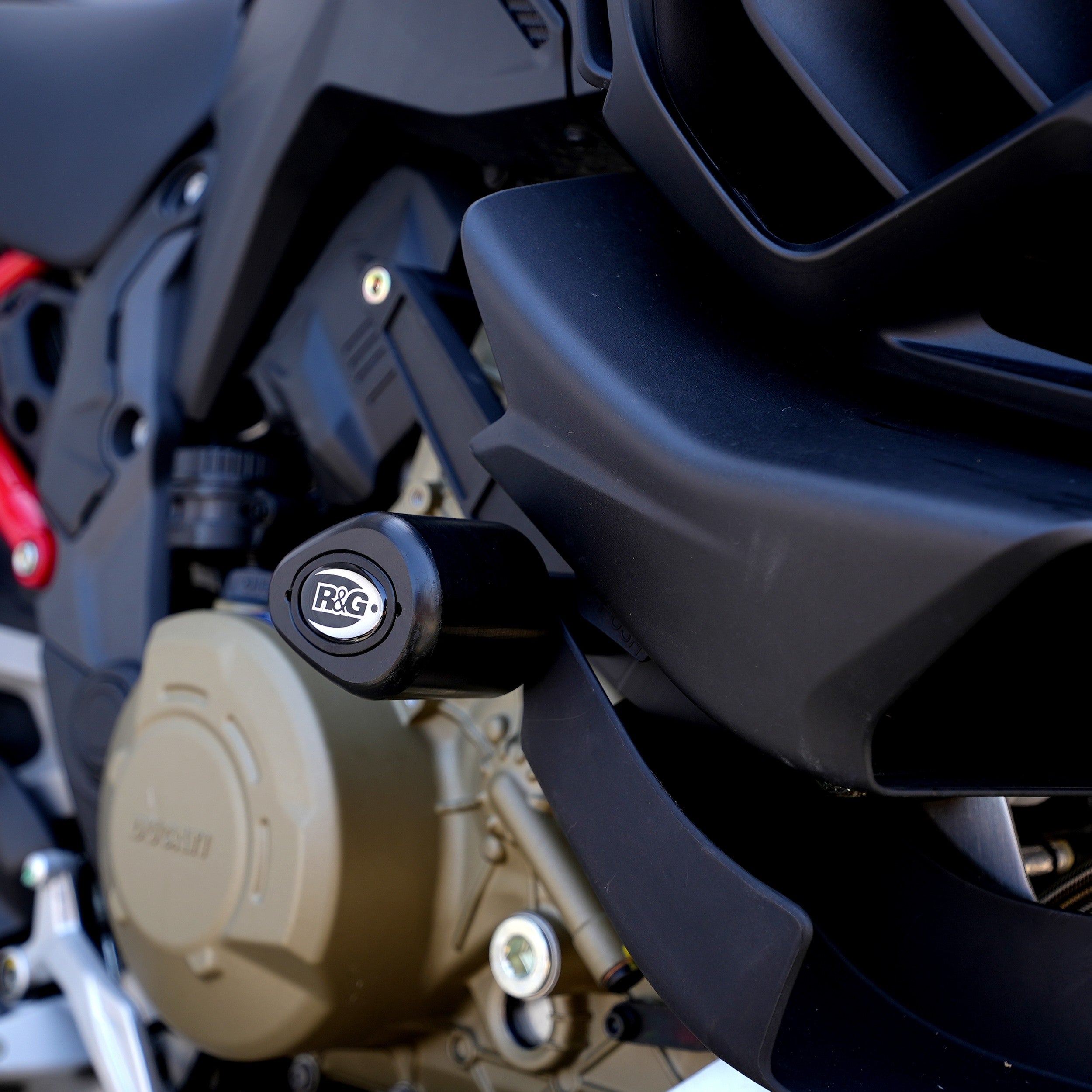 R&G Crash Protectors | Black | Ducati Multistrada V4 2021>2024 & Ducati Multistrada V4 S 2021>2024 & Ducati Multistrada V4 Rally 2023>Current - Pyramid Motorcycle Accessories