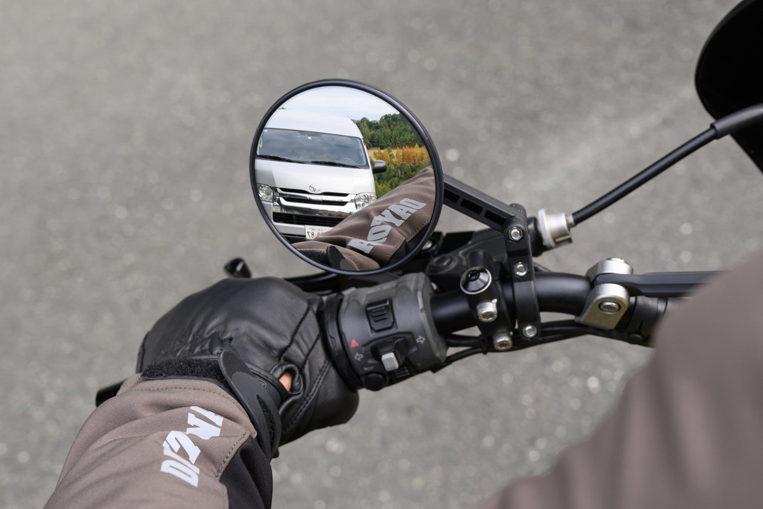 Daytona "D-MIRROR-18" ABS Nylon Handle Bar Clamp Mirror Black - Shop name
